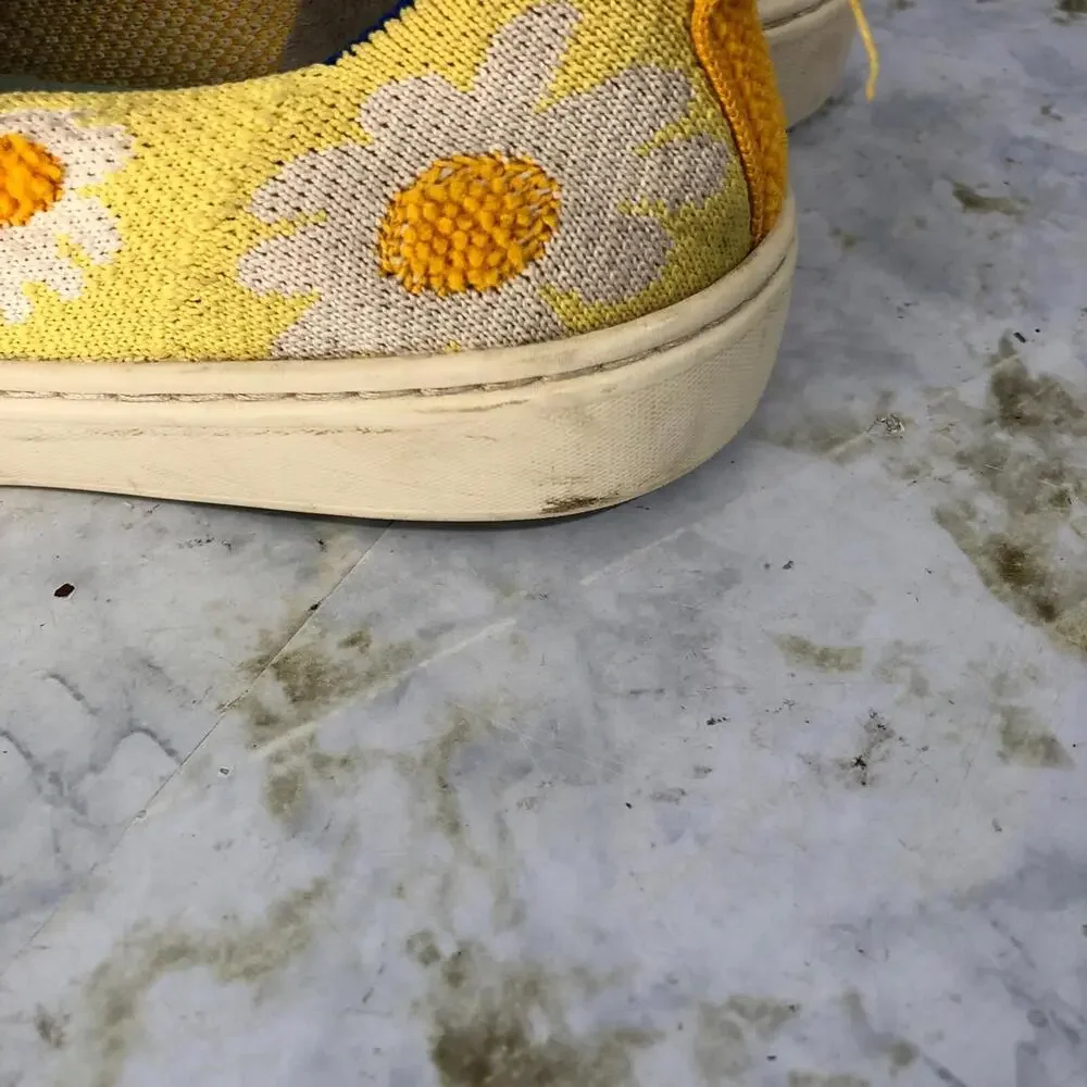 Rothy's The Sneaker Youth Girls Size 4 Shoes Yellow Ivory Orange Floral Low Top - Picture 15 of 15